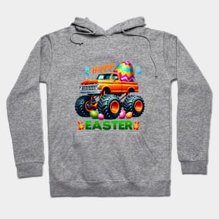 Kids Boys Happy Easter Monster Truck Easter Eggs Hoodie